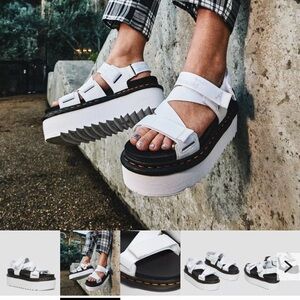 Dr. Martens Kimber Platform Chunky Logo Strap Sandals White Black new in box Y2K